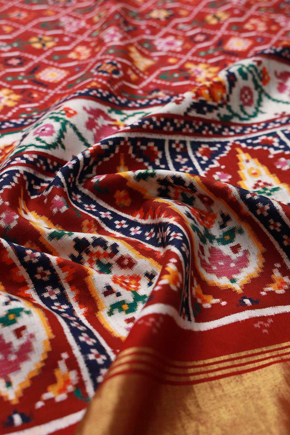 Blue Patan Pure Silk Ikat Patola Saree image number null