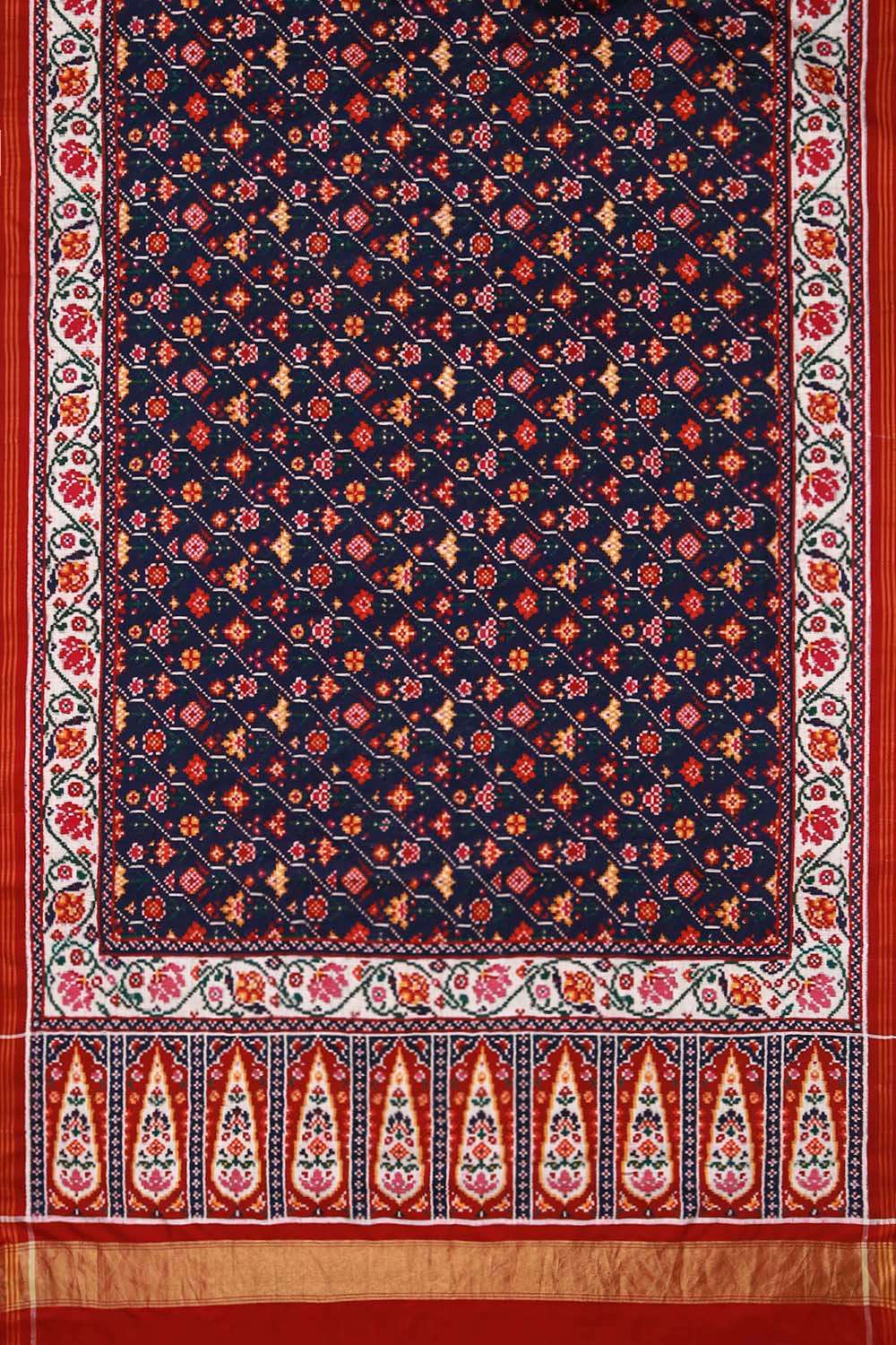 Red Patan Pure Silk Ikat Patola Saree image number null