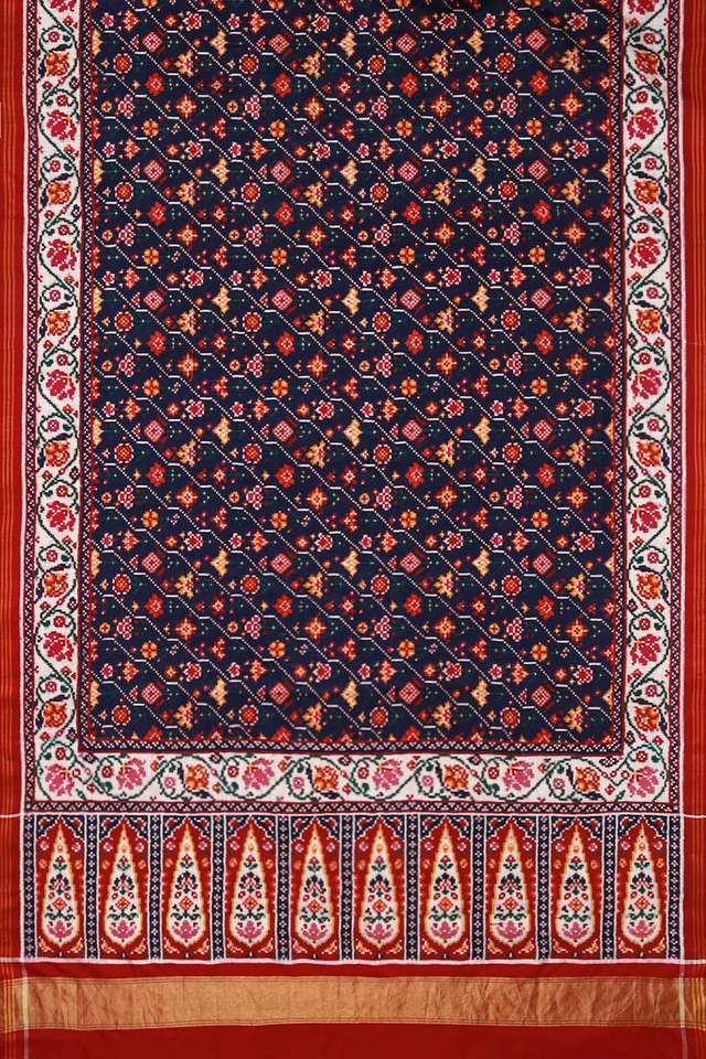 Red Patan Pure Silk Ikat Patola Saree thumbnail image number null