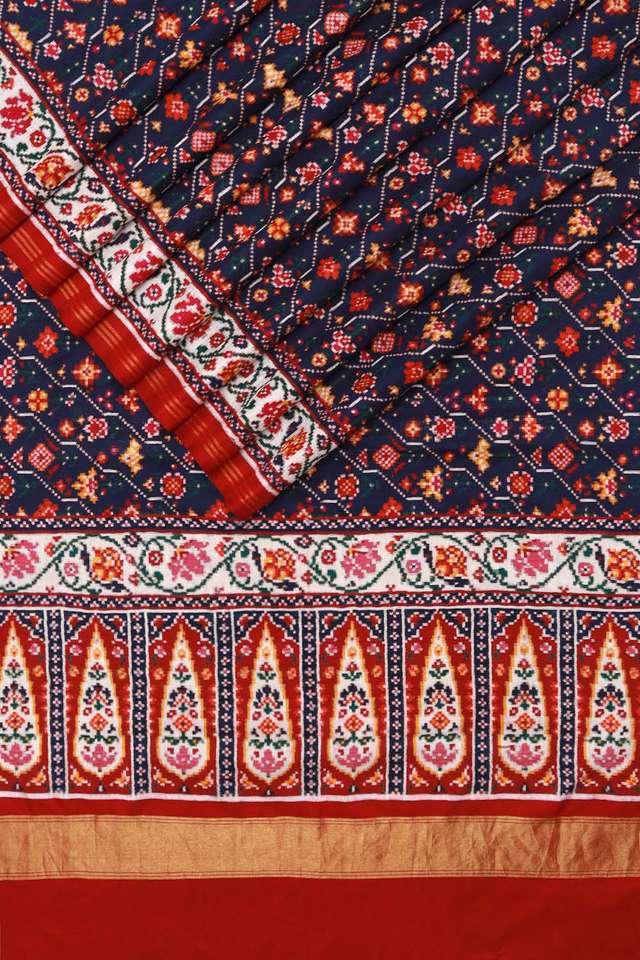 Red Patan Pure Silk Ikat Patola Saree thumbnail image number null