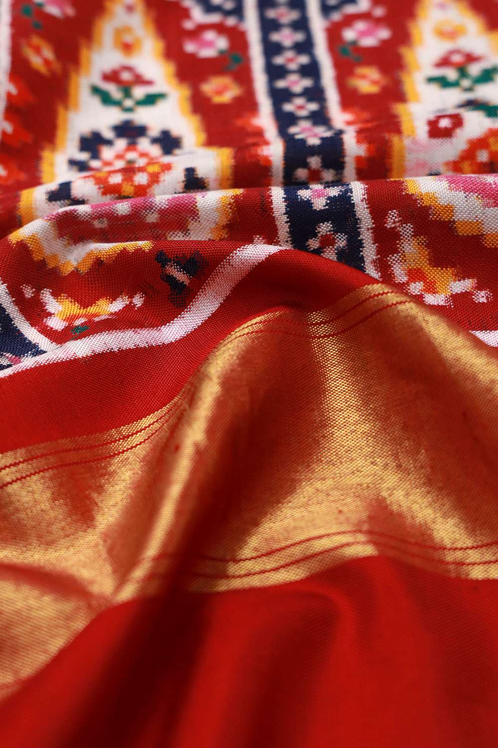 Red Patan Pure Silk Ikat Patola Saree image number null