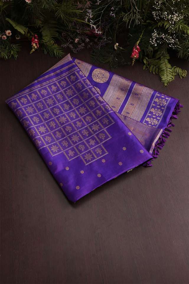 Violet Kanjivaram Silk Saree thumbnail image number null