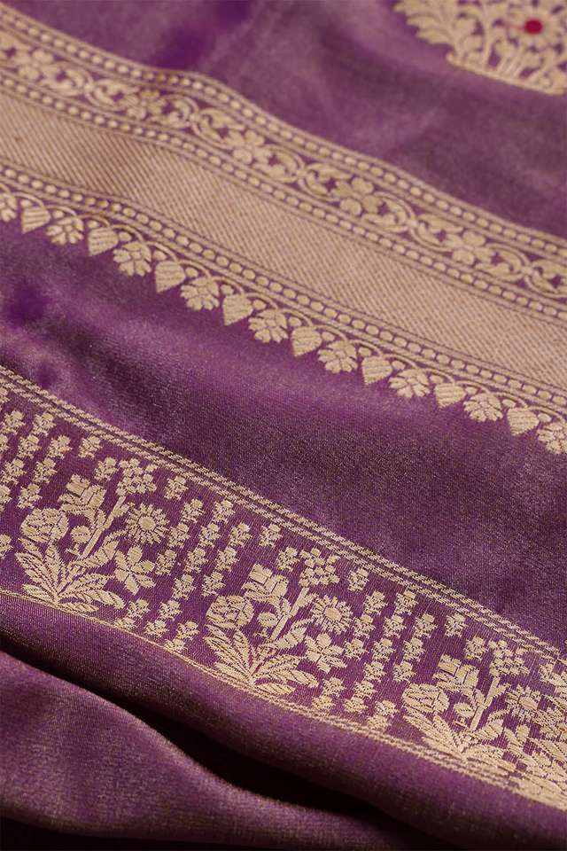 Purple Banaras Silk Tissue Saree thumbnail image number null