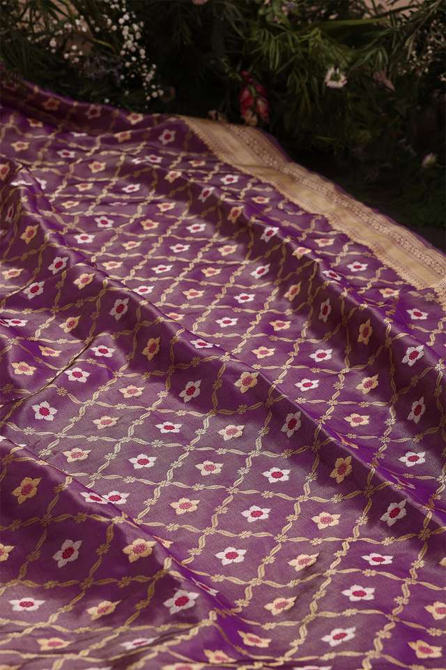 Purple Banaras Silk Tissue Saree thumbnail image number null