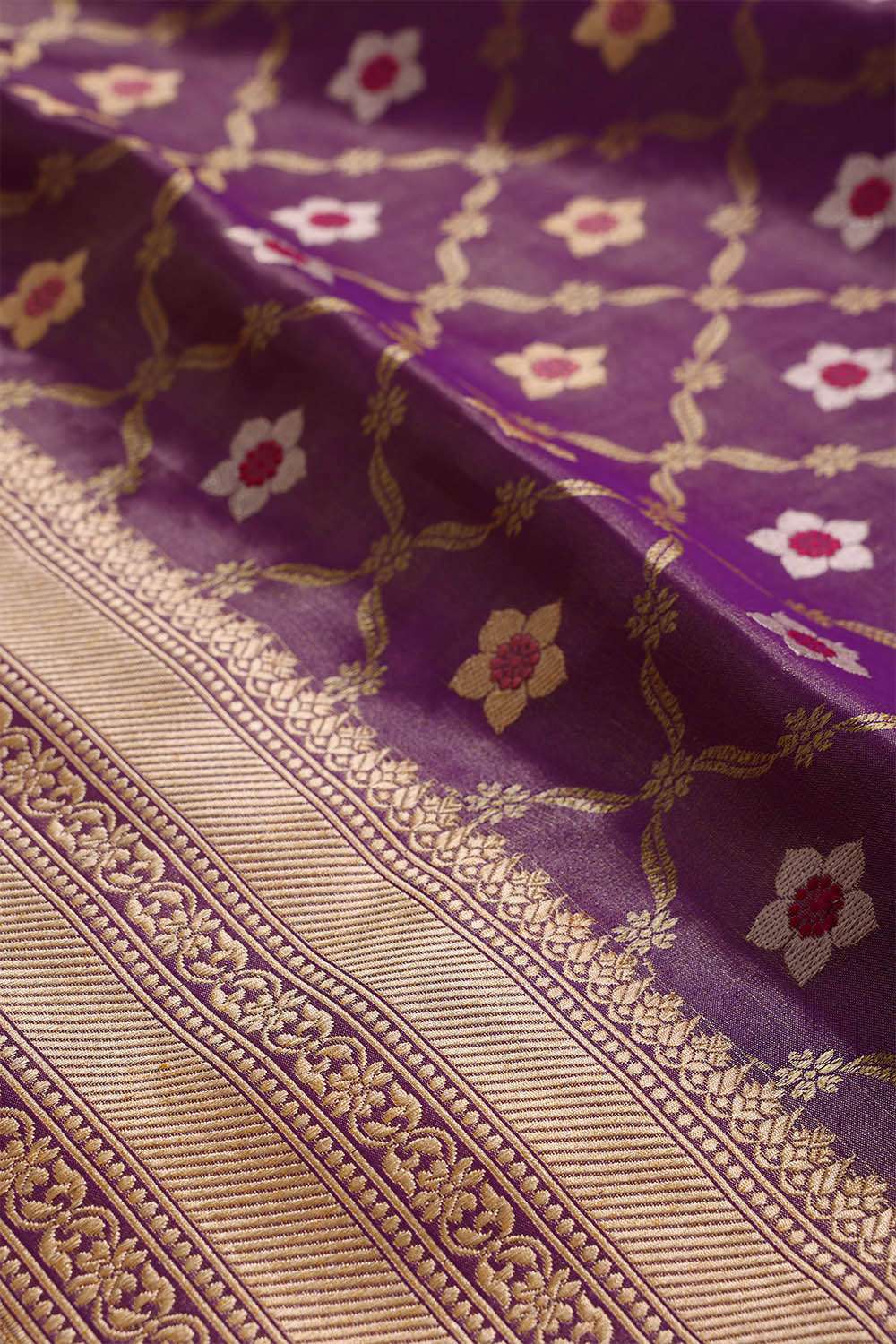 Purple Banaras Silk Tissue Saree image number null