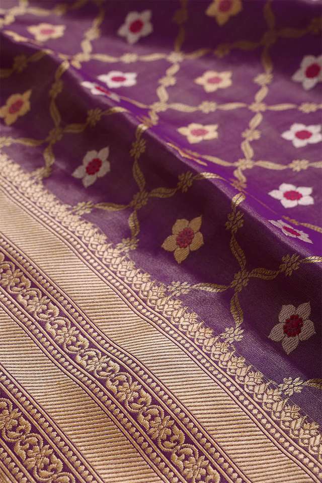 Purple Banaras Silk Tissue Saree thumbnail image number null