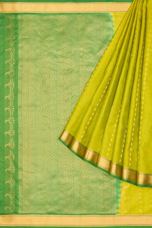 Green Woven Kanjivaram Inspired Design Pure Silk Saree thumbnail image number null