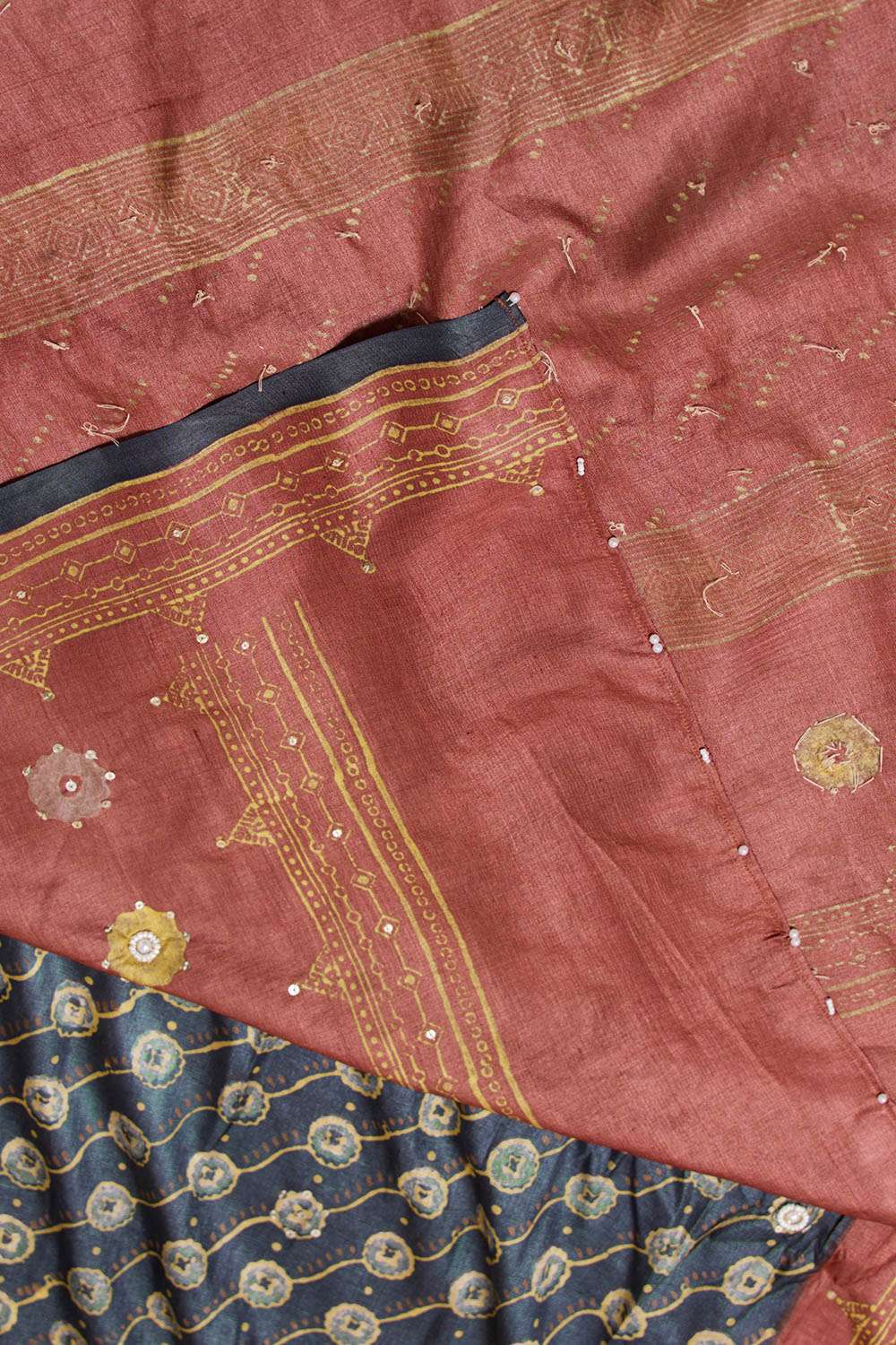 Grey Pure Tussar Silk Printed Embroidery Saree image number null