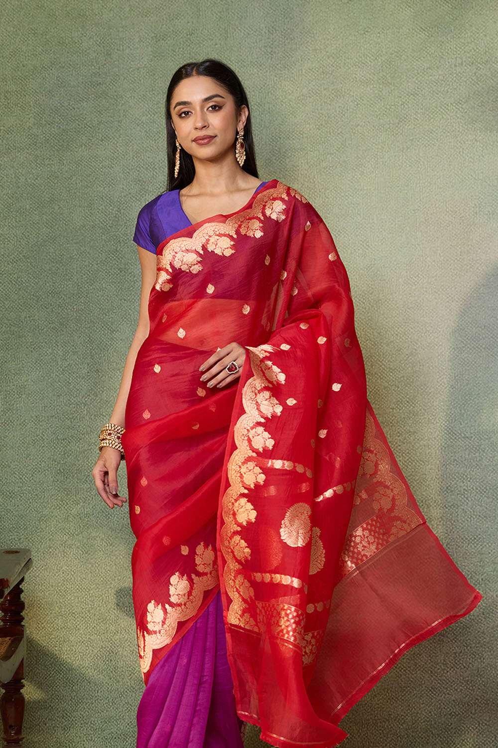 Multi Pure Silk Organza Kadwa Banarasi Saree image number null