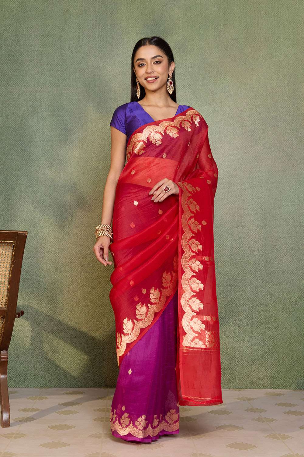 Multi Pure Silk Organza Kadwa Banarasi Saree image number null
