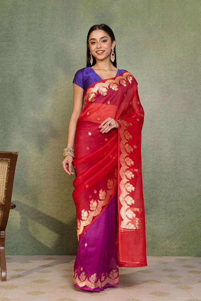 Multi Pure Silk Organza Kadwa Banarasi Saree thumbnail image number null