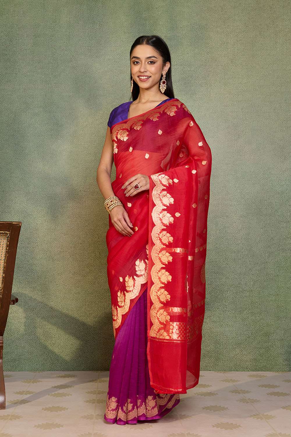 Multi Pure Silk Organza Kadwa Banarasi Saree image number null