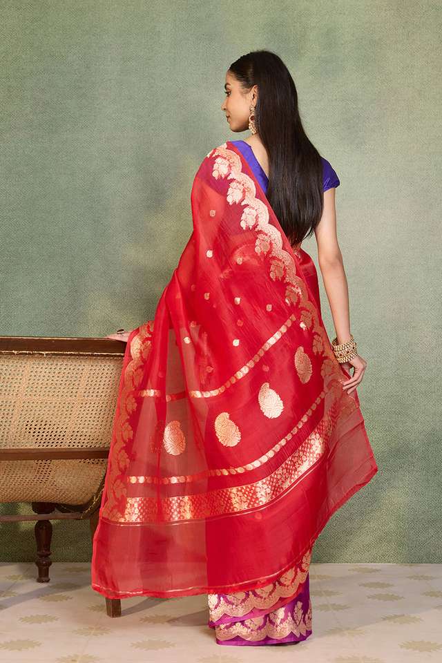 Multi Pure Silk Organza Kadwa Banarasi Saree thumbnail image number null