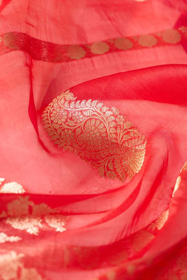 Multi Pure Silk Organza Kadwa Banarasi Saree thumbnail image number null