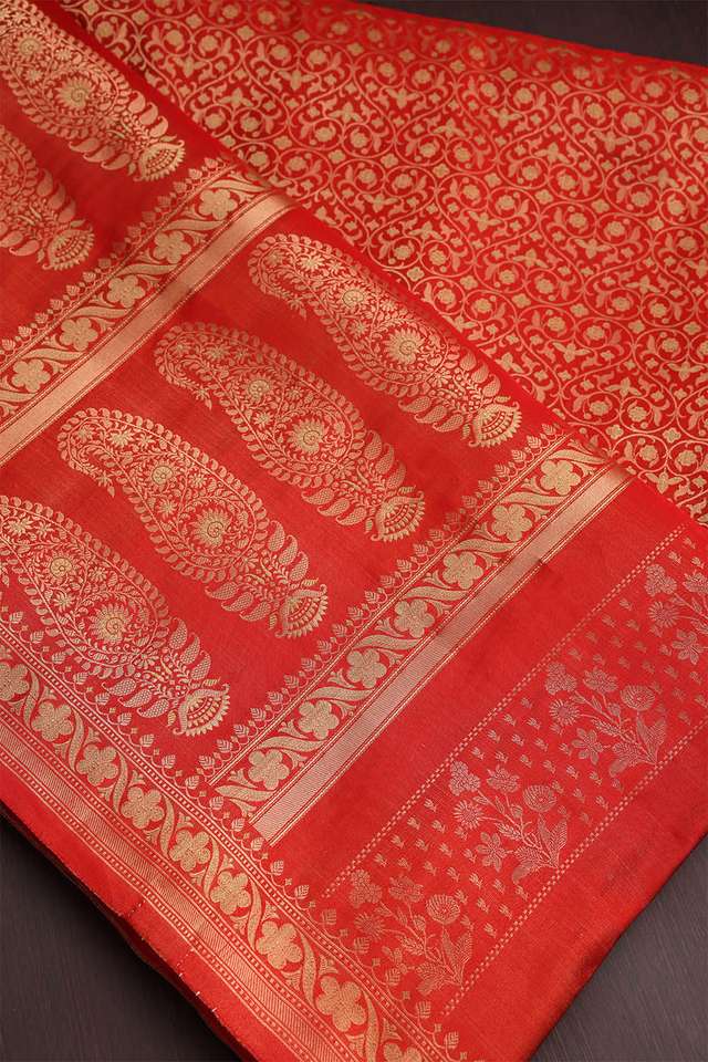 Red Kanjivaram Silk Tissue Saree image number