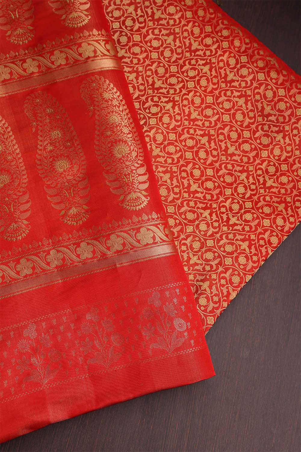 Red Kanjivaram Silk Tissue Saree image number null
