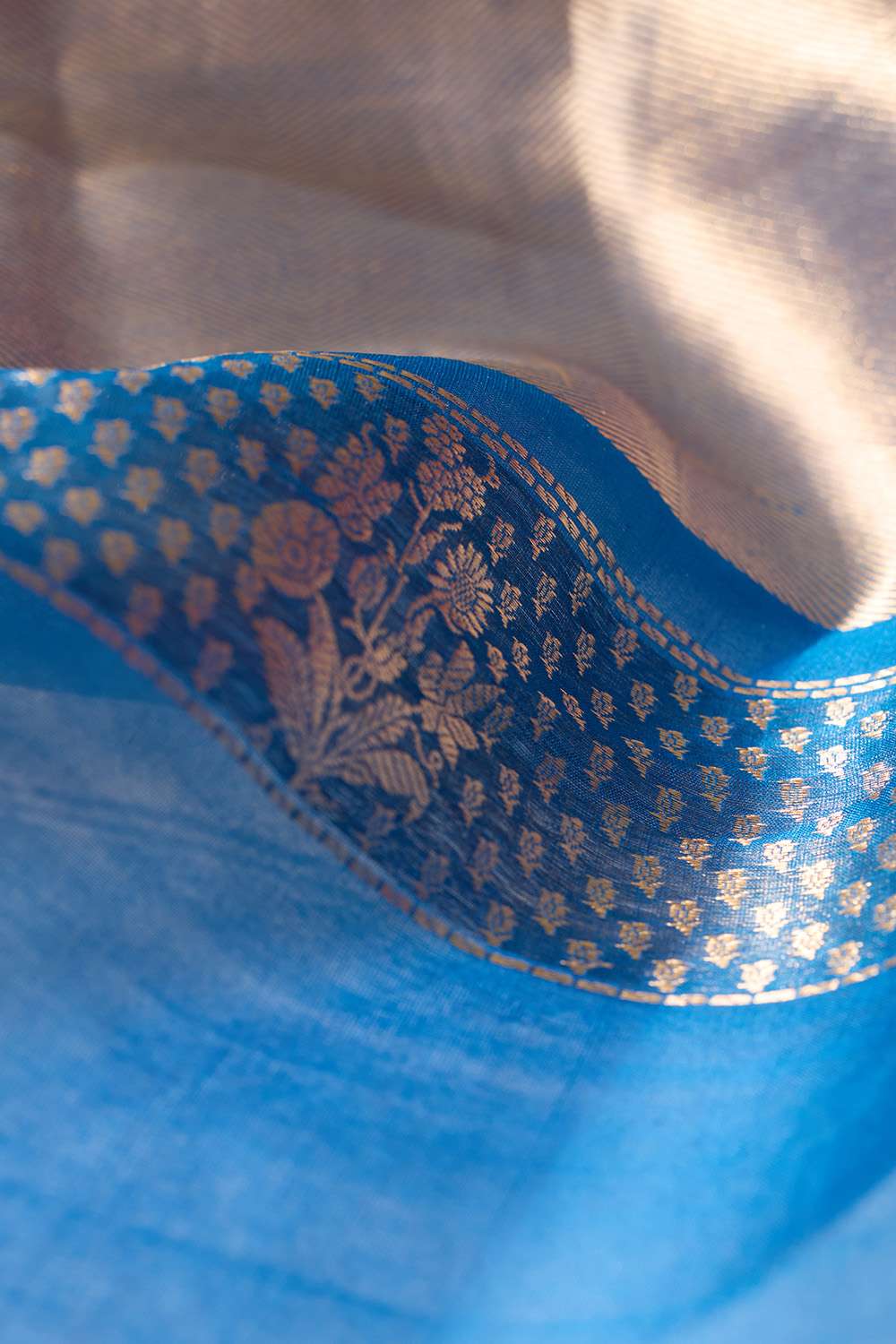 Blue Pure Silk Organza Kadwa Banarasi Saree image number null