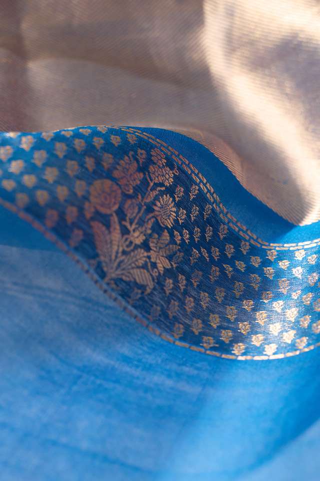 Blue Pure Silk Organza Kadwa Banarasi Saree thumbnail image number null