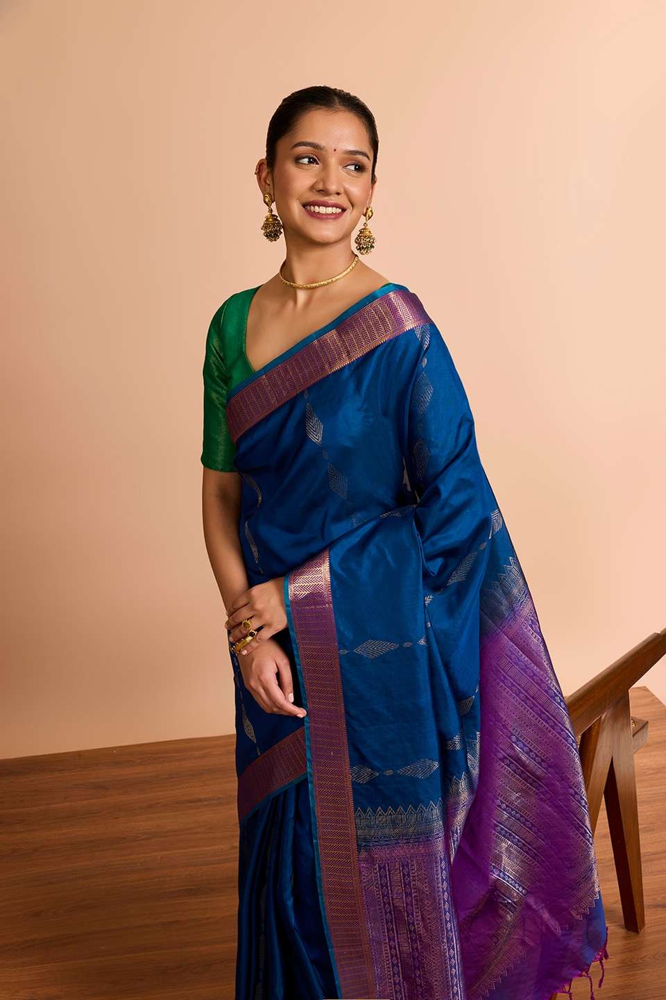Blue Woven Soft Pure Silk Saree