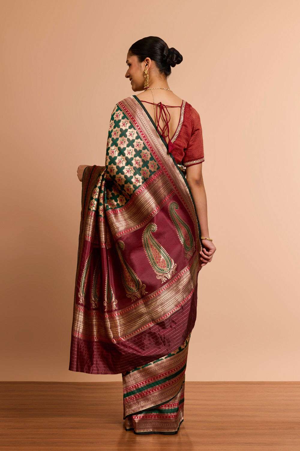 DarkGreen Pure Silk Brocade Banaras Saree image number null