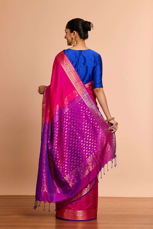 Pink Woven Soft Pure Silk Saree thumbnail image number null