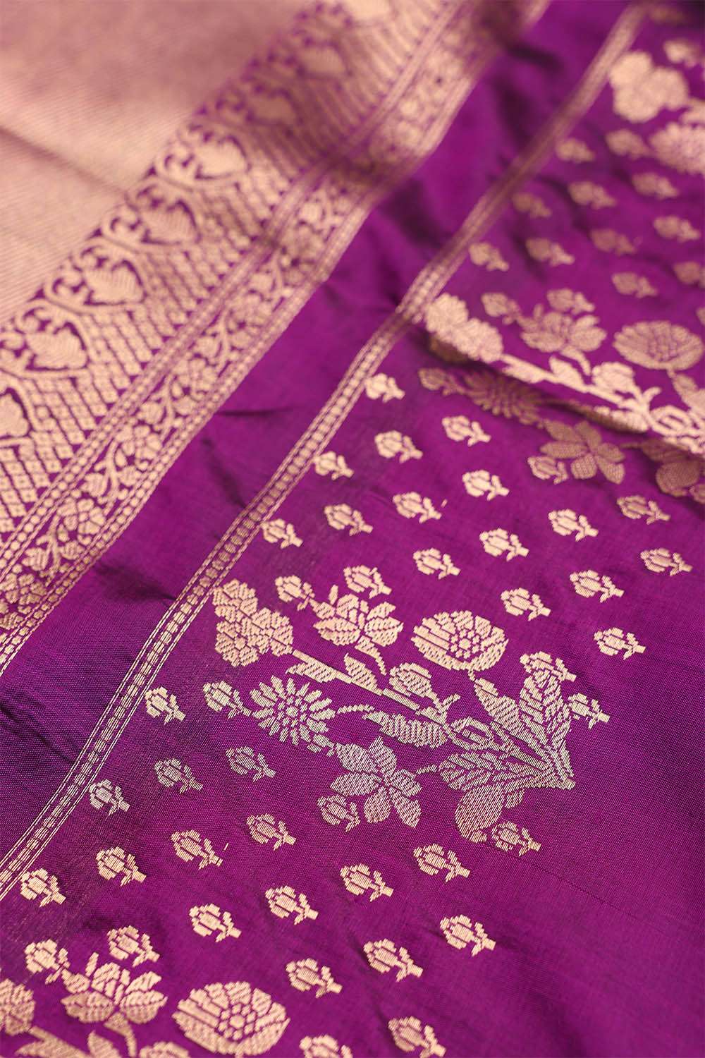 Purple Banaras Silk Saree image number null