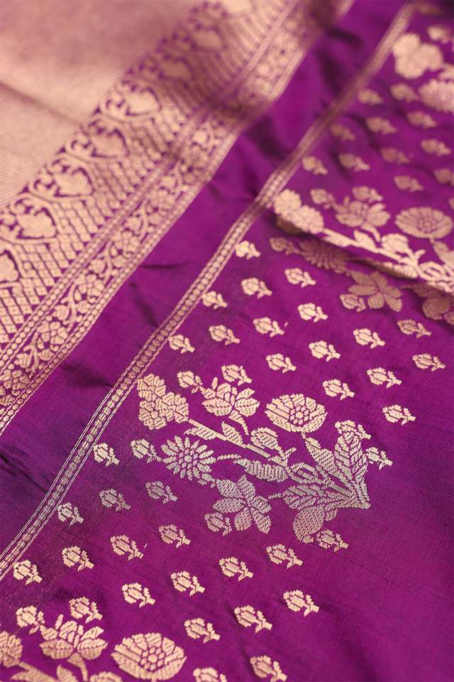 Purple Banaras Silk Saree thumbnail image number null