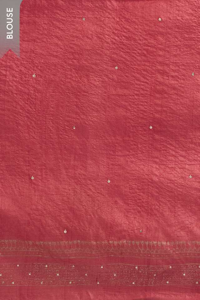 Red Pure Tussar Silk Printed Embroidery Saree thumbnail image number null