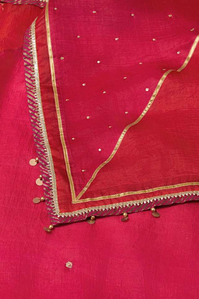 Dark Pink Pure Silk Embroidered Saree thumbnail image number null