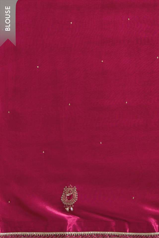 Dark Pink Pure Silk Embroidered Saree thumbnail image number null