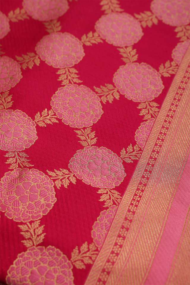 Pink Banaras Silk Saree thumbnail image number null