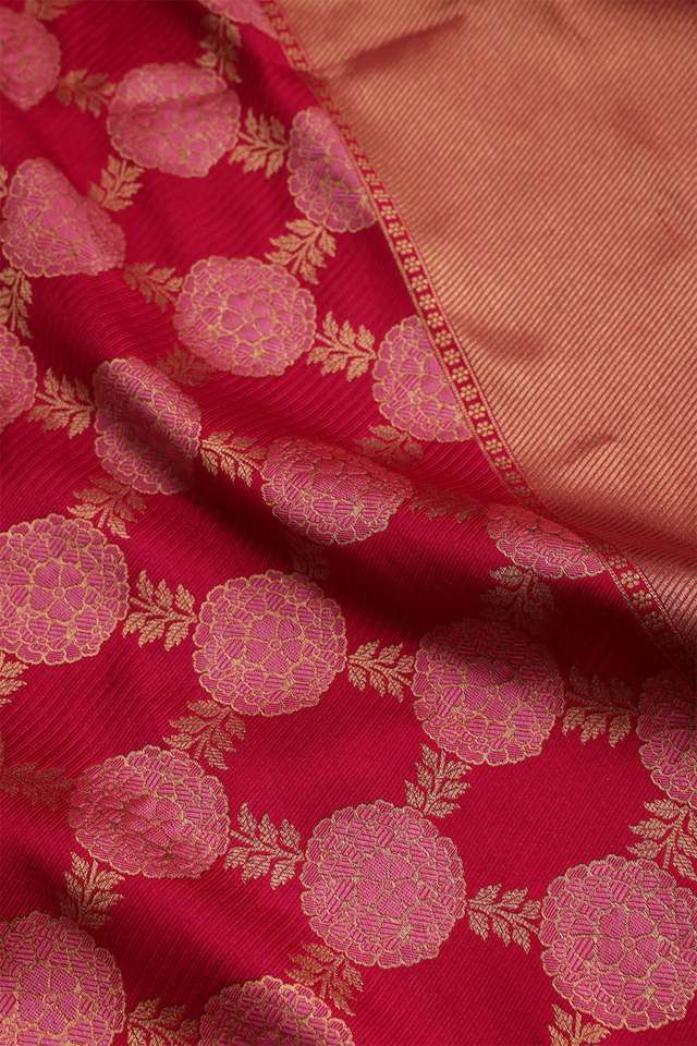 Pink Banaras Silk Saree thumbnail image number null