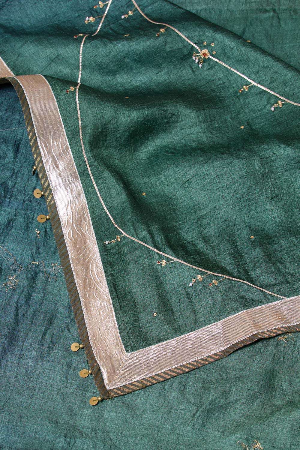 Multi Pure Tussar Silk Embroidered Saree image number null