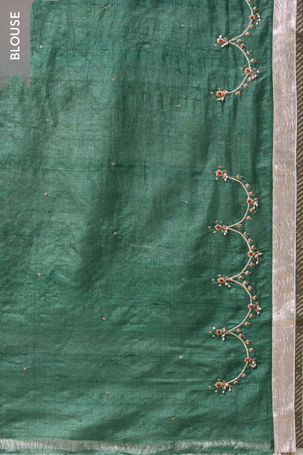 Multi Pure Tussar Silk Embroidered Saree image number null