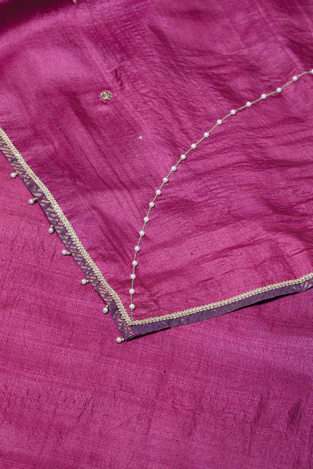 Purple Pure Tussar Silk Embroidered Saree image number null