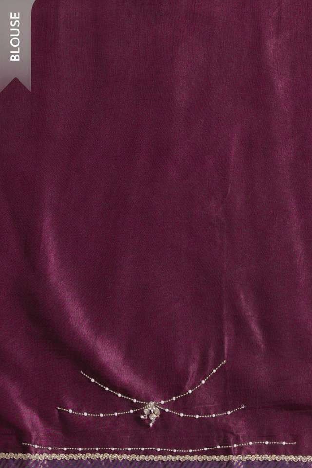 Purple Pure Tussar Silk Embroidered Saree thumbnail image number null