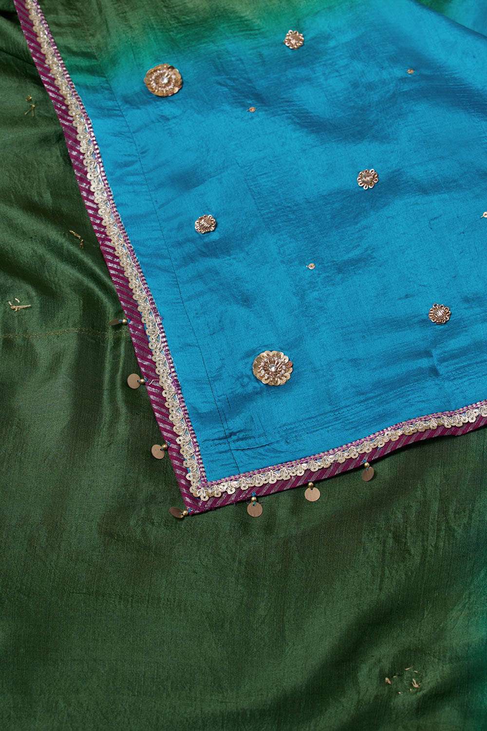 Green Pure Silk Embroidered Saree image number null
