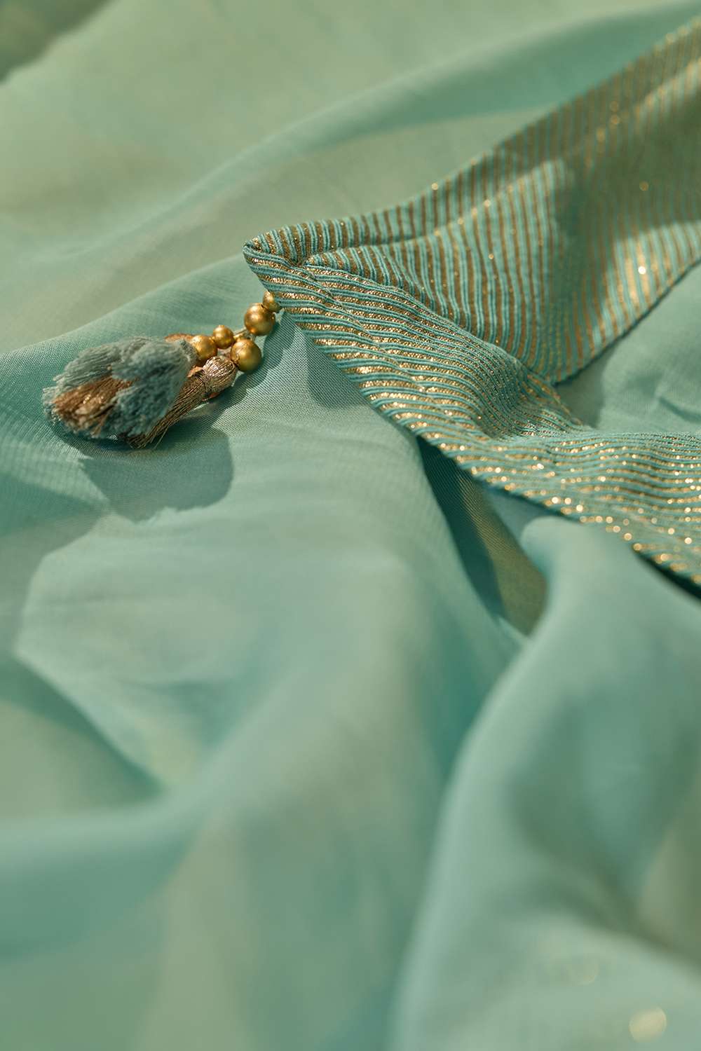Light Blue Viscose Organza Woven Saree image number null