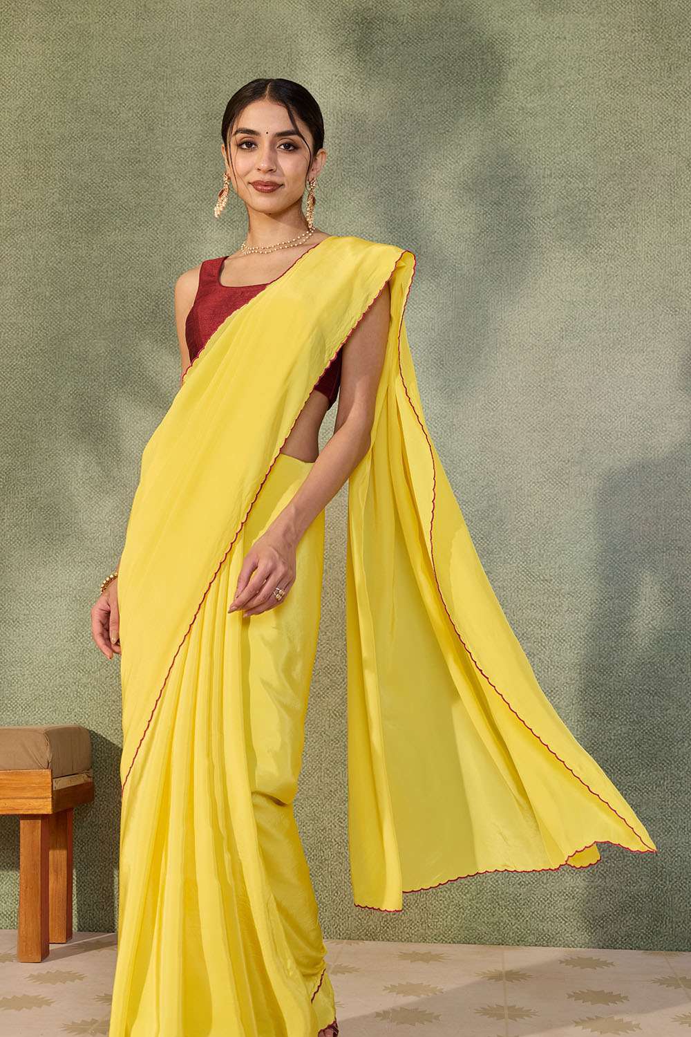 Yellow Woven Pure Viscose Bengal Saree image number null