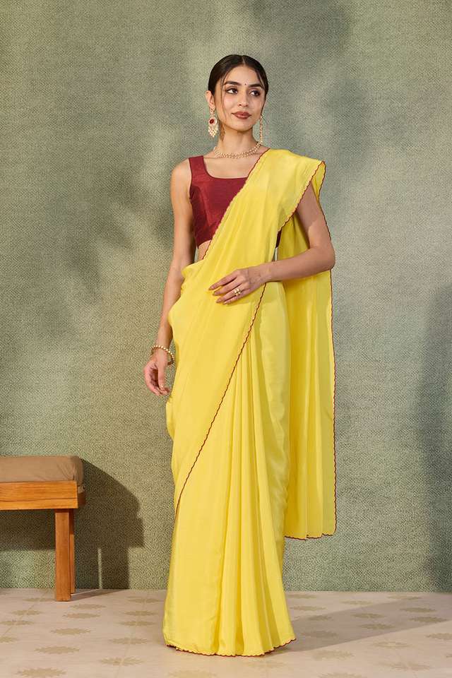 Yellow Woven Pure Viscose Bengal Saree thumbnail image number null