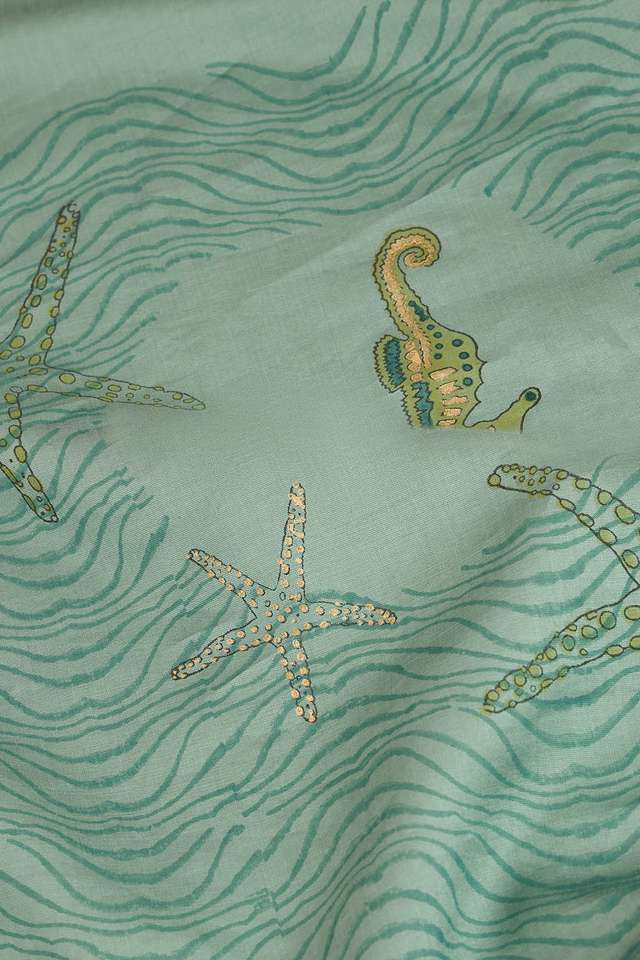 Blue Block Printed Pure Silk Cotton Saree thumbnail image number null