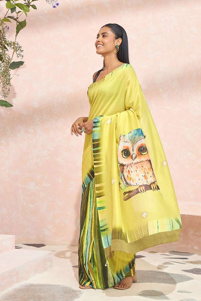 Light Blue Digital Printed Pure Silk Cotton Saree thumbnail image number null
