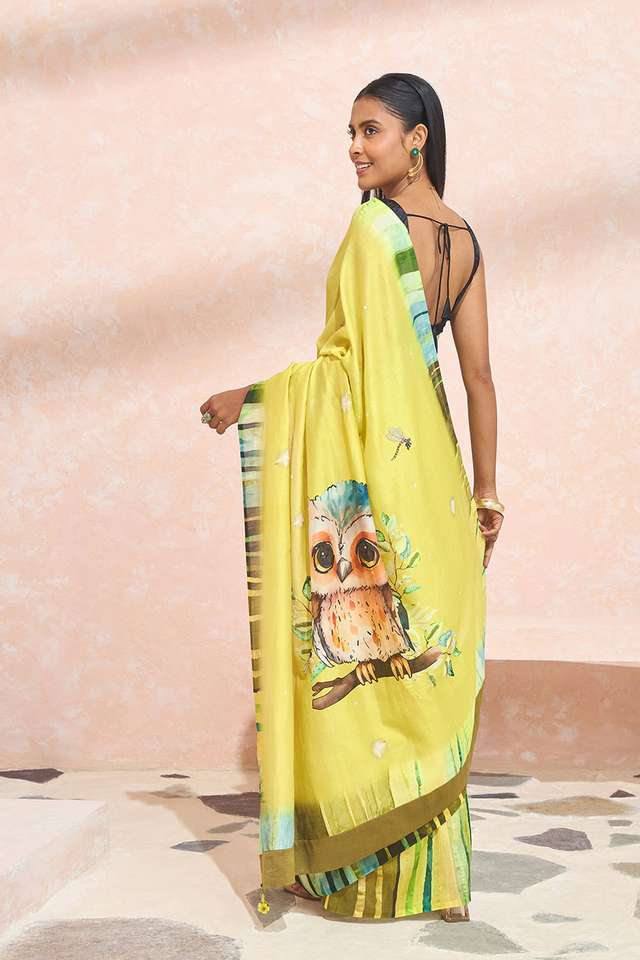 Light Blue Digital Printed Pure Silk Cotton Saree thumbnail image number null