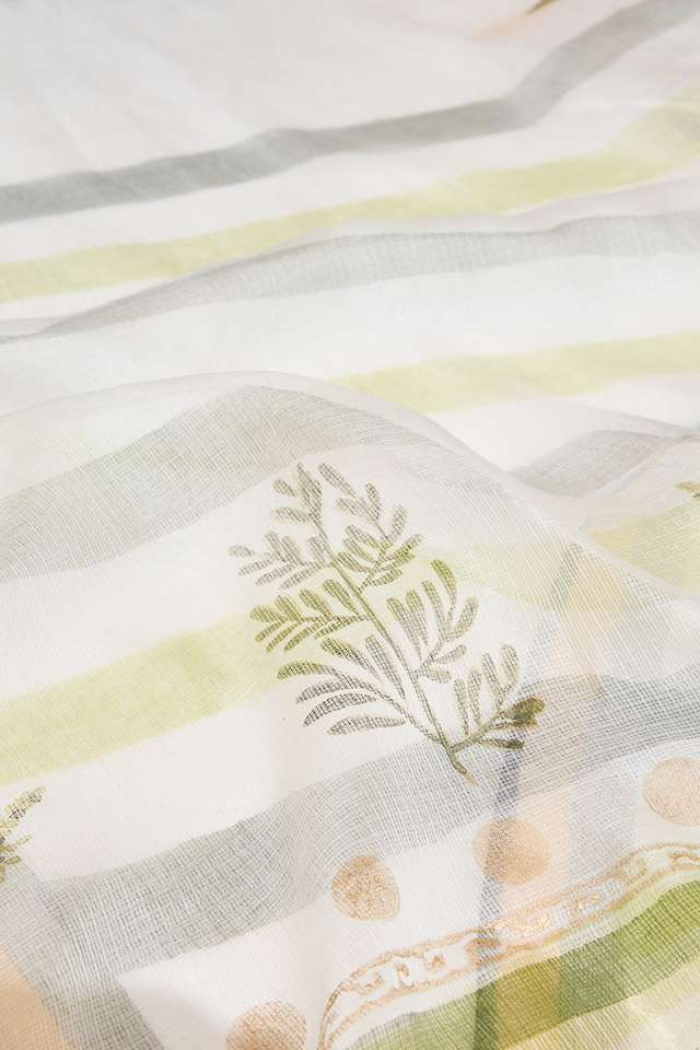 Off White Rajasthan Pure Silk Kota Printed Sanganeri Saree thumbnail image number null