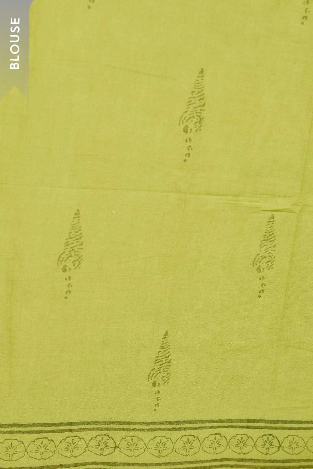 Light Green Pure Cotton Mulmul Block Printed Bengal Saree image number null