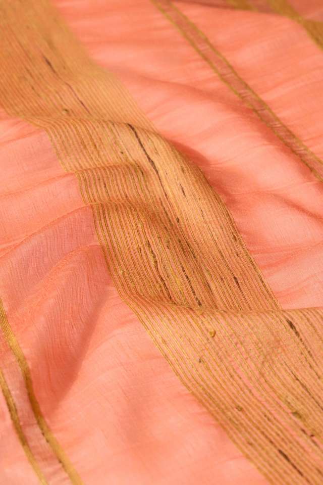 Light Orange Woven Silk Bengal Saree thumbnail image number null