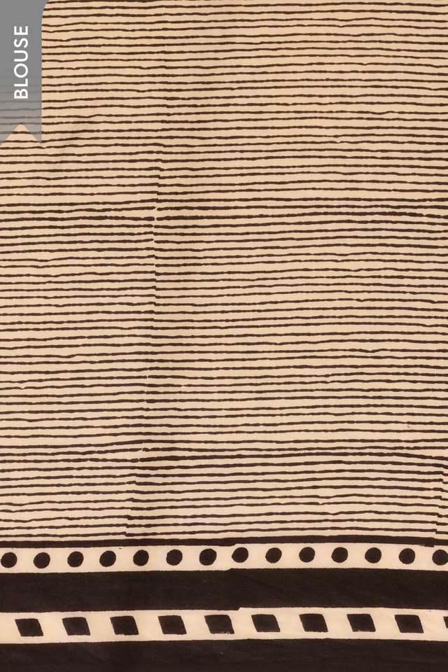 Beige Bagru Viscose Bagru Block Printed Saree thumbnail image number null