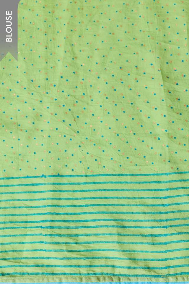 Light Blue Pure Cotton Block Printed Bengal Saree thumbnail image number null