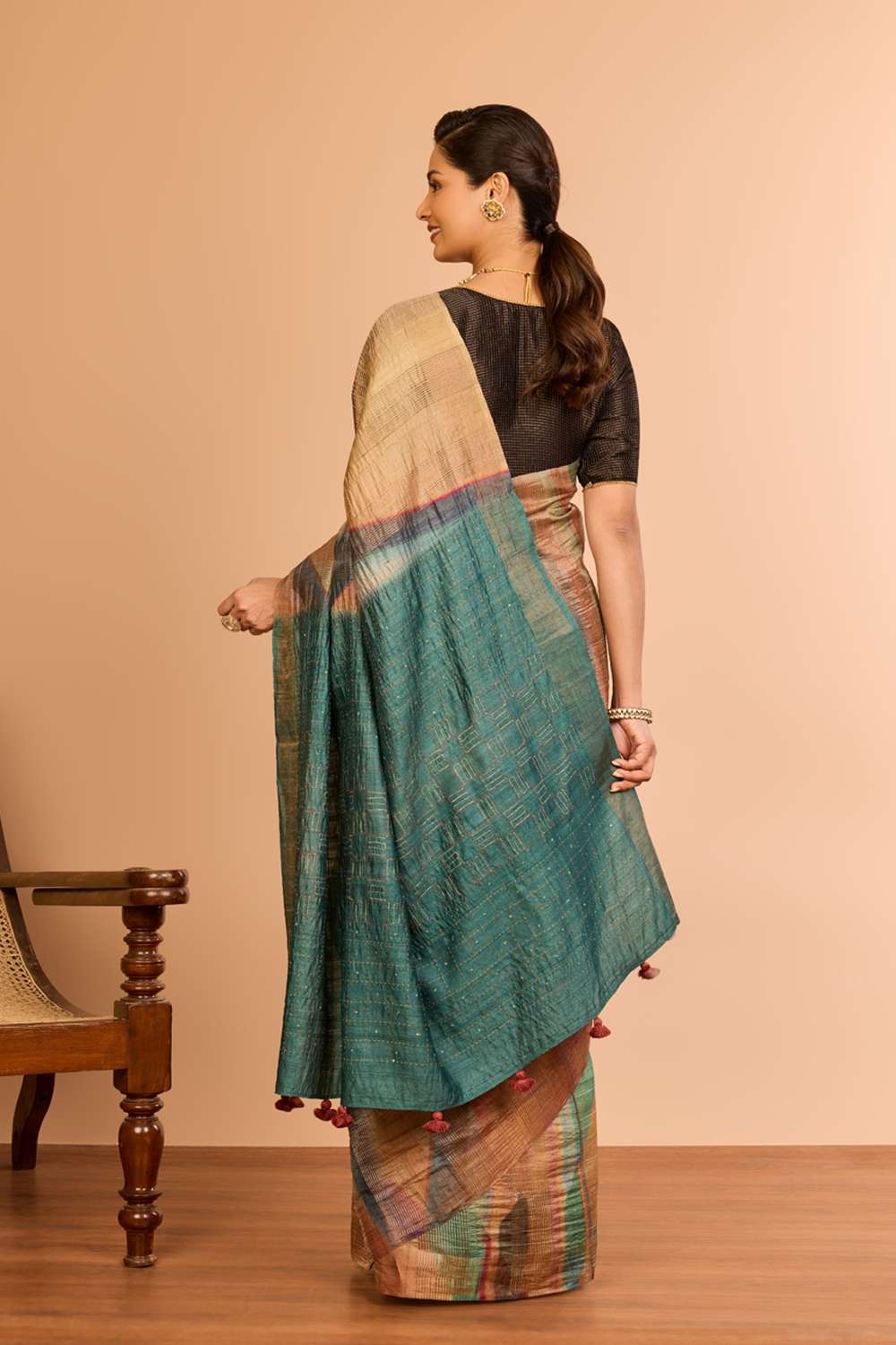 Multicolor Tussar Embroidered Saree image number null