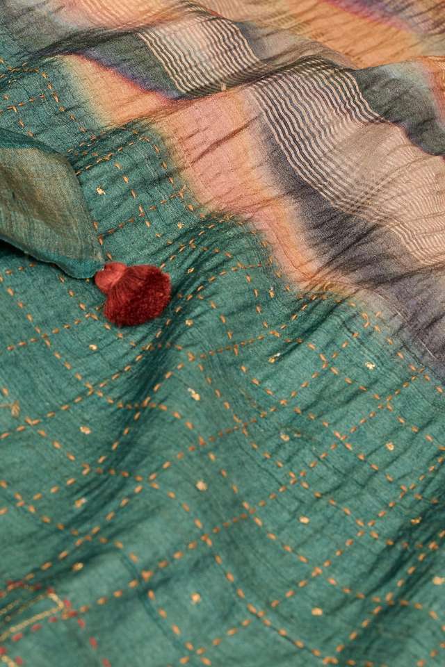Multicolor Tussar Embroidered Saree thumbnail image number null